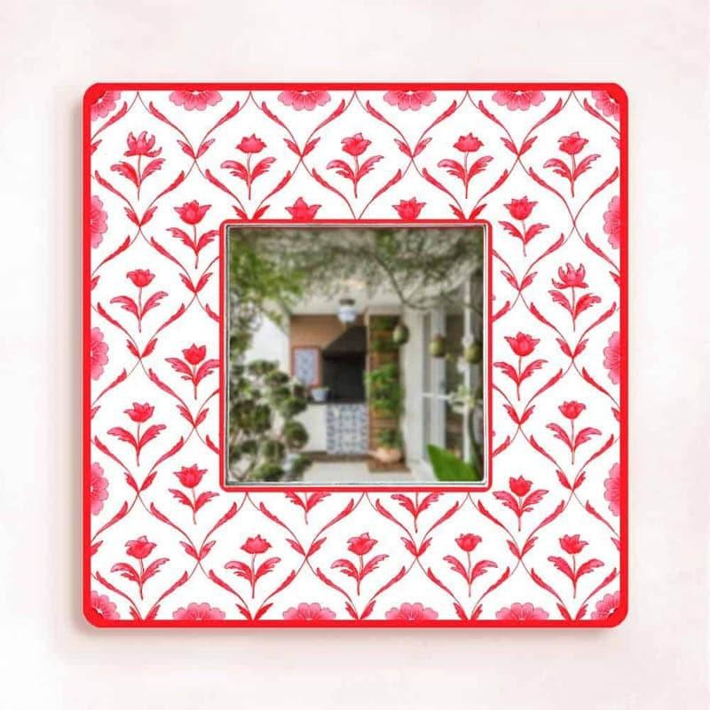 Rosa Lush Designer Handpainted Mirror -  Red media 4