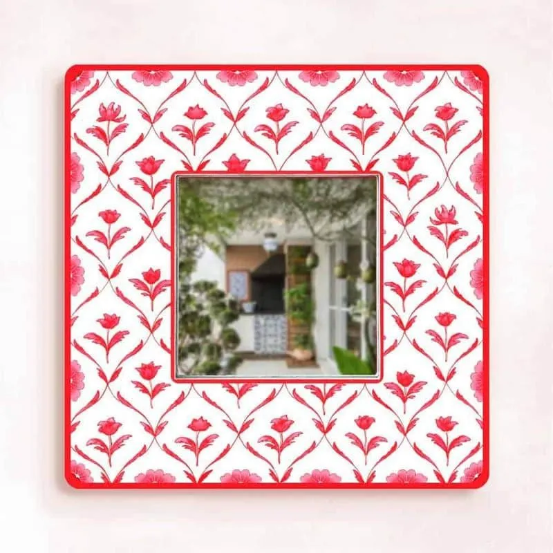 Rosa Lush Designer Handpainted Mirror -  Red media 4
