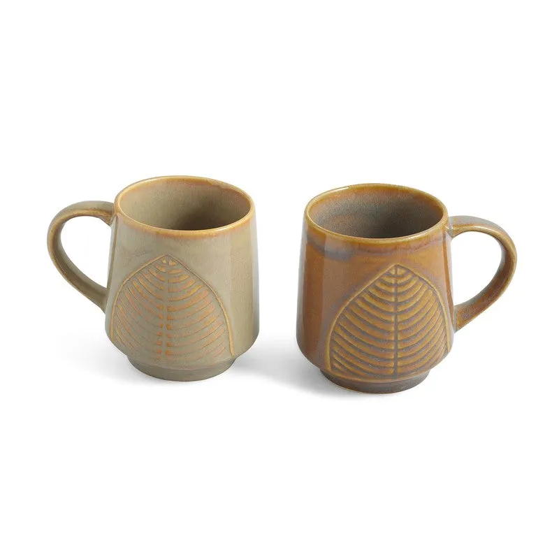 Leaf Ceramic Coffee Mug (300 mL Each) - Set Of Two media 3