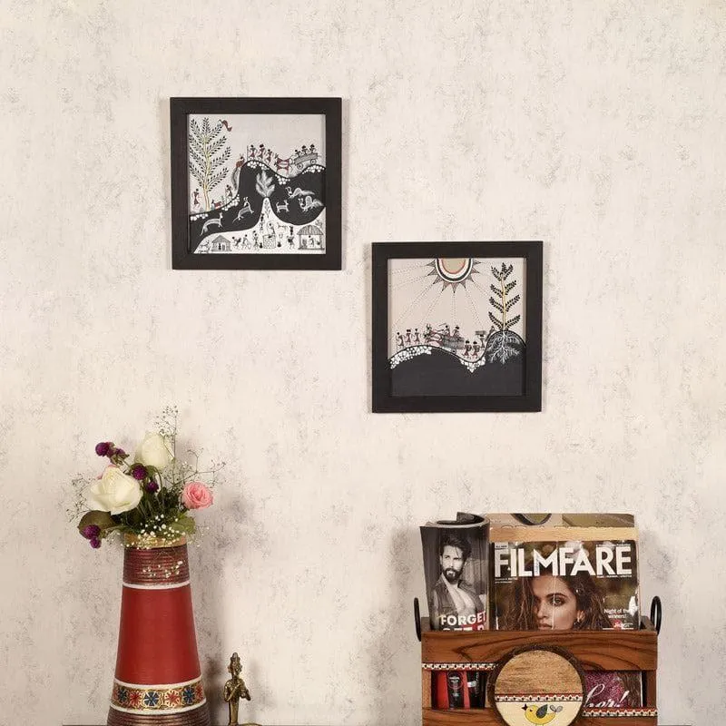 Varuti Vaya Warli Canvas Wall Art - Set Of Two media 1