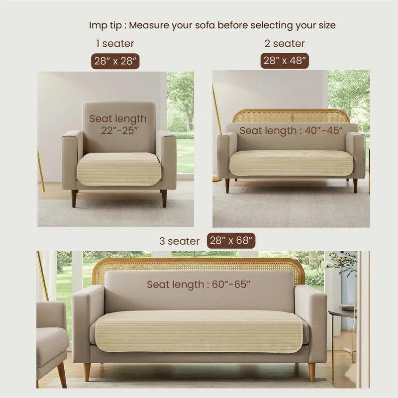 Urban Space Linear Quilted Cotton Sofa Cover - Beige media 7