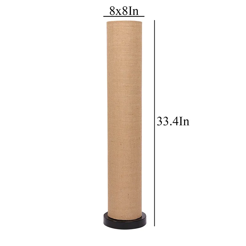 Eshe Wooden Tower Floor Lamp With Jute Shade - Off White - Beige media 5