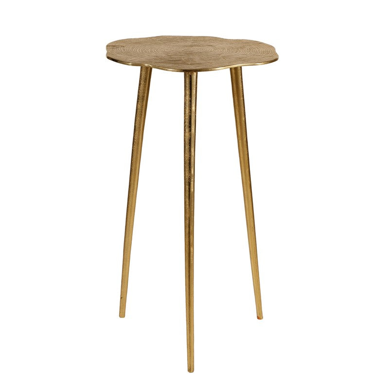 Rustic Log Top Aluminum Side Table - Gold media 3