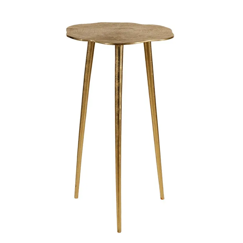 Rustic Log Top Aluminum Side Table - Gold media 3