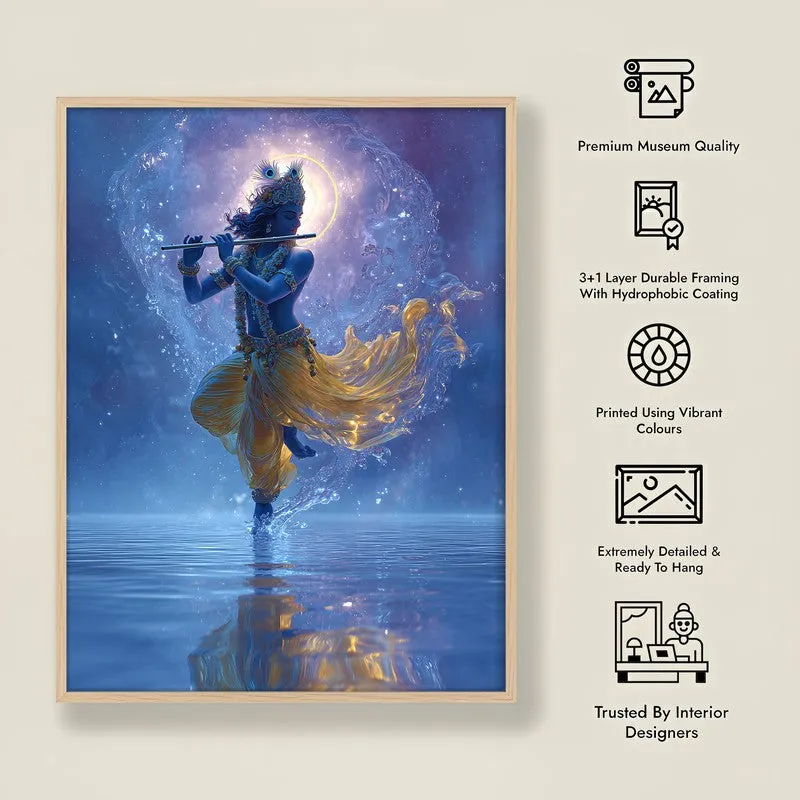 Cosmic Glow of Muralidhara Krishna Archival Paper Wall Art - Natural Brown Frame media 8