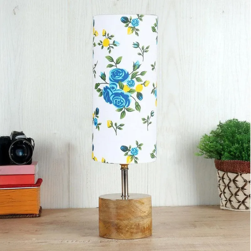 Floral Rustic Fabric Table Lamp - Blue,White media 3