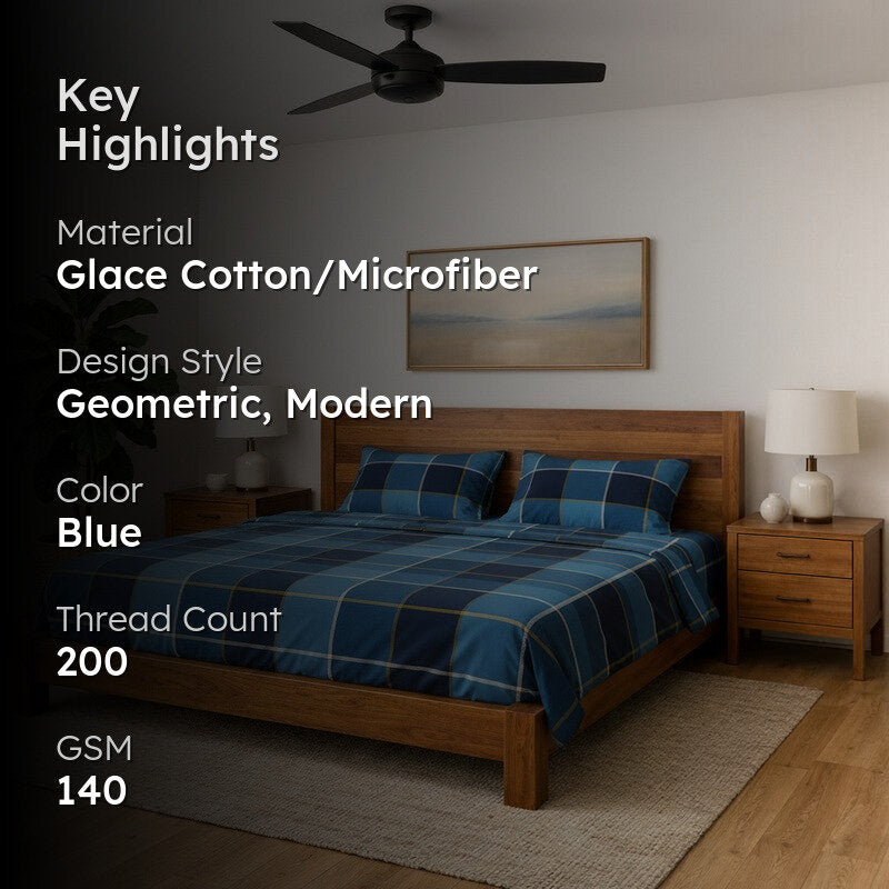 Big Checks Microfiber Bedsheet - 140 GSM media 2
