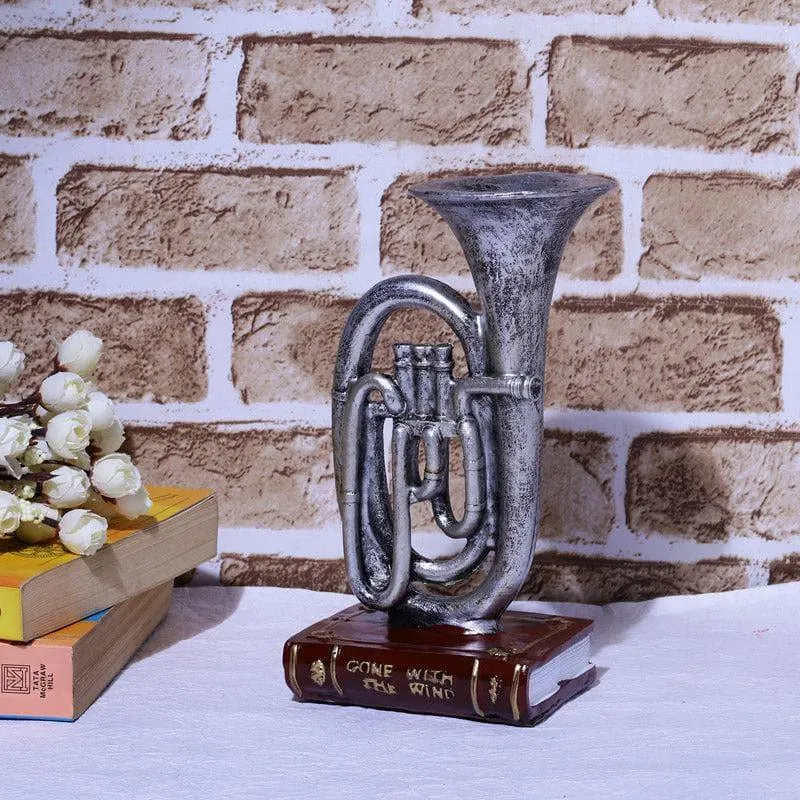 Vintage Trumpet Resin Showpiece - Silver media 1