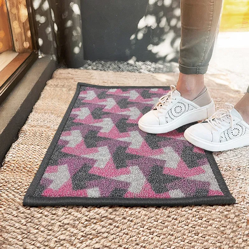 Niro Geometric Nylon Door Mats - Purple,Pink media 1