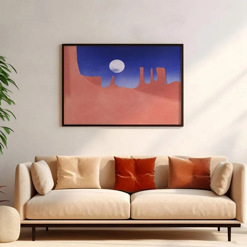 Red Rock Moonlight Canvas Wall Painting - Black Frame media 4