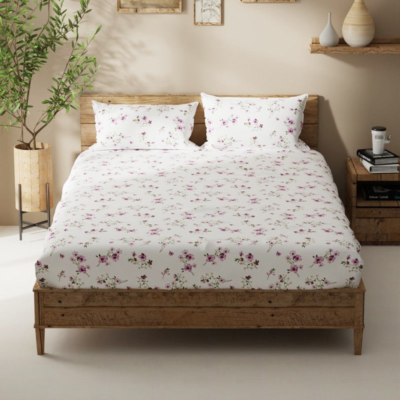 Aelvos Bedsheet (White,Pink) - 115 GSM media 3