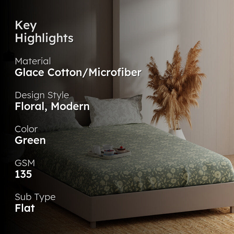 Blush Rest Microfiber Bedsheet (Green) - 135 GSM media 2