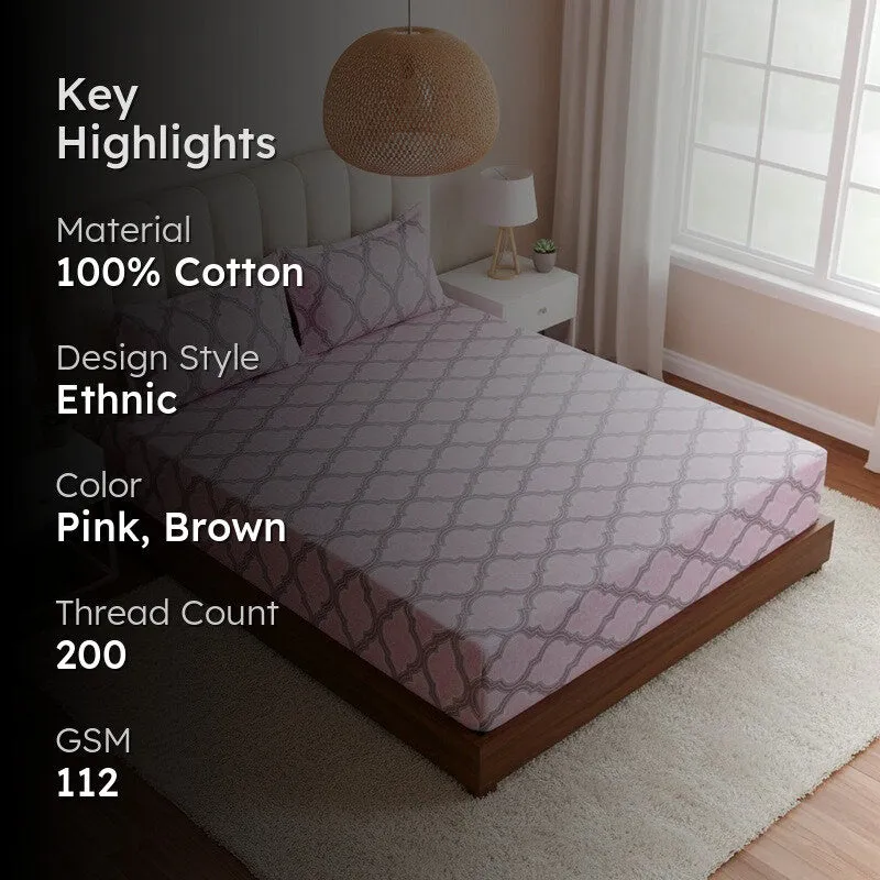 Haveli Ethnic Cotton Bedsheet (Pink) - 200 TC media 2