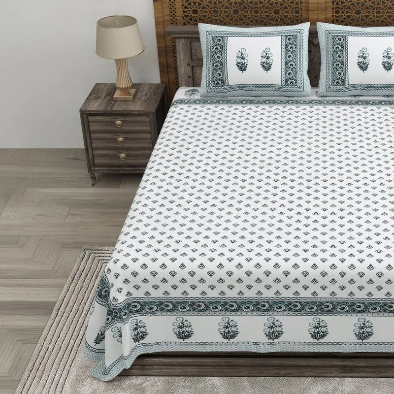 Nestva Cotton Bedsheet (White,Grey) - 240 TC media 3