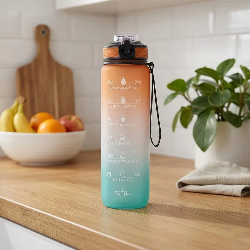 Solara Sportiq Plastic Water Bottle (1000 mL) - Orange,Blue media 1
