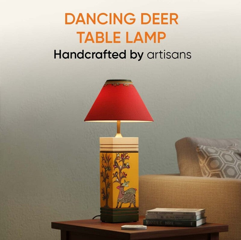 Indubhushan Wooden Table Lamp - Multicolor media 5