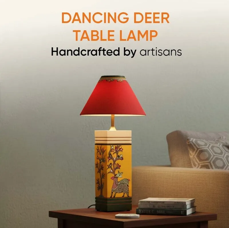 Indubhushan Wooden Table Lamp - Multicolor media 5