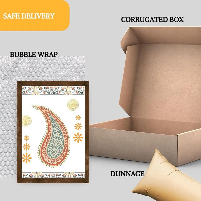 Paisley Charm Paper Wall Painting With Frame - Brown media 8