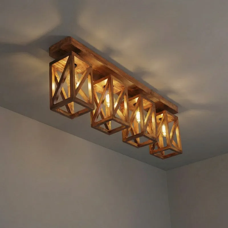Tyriana 4 Series Wooden Cuboid Ceiling Lamp media 6