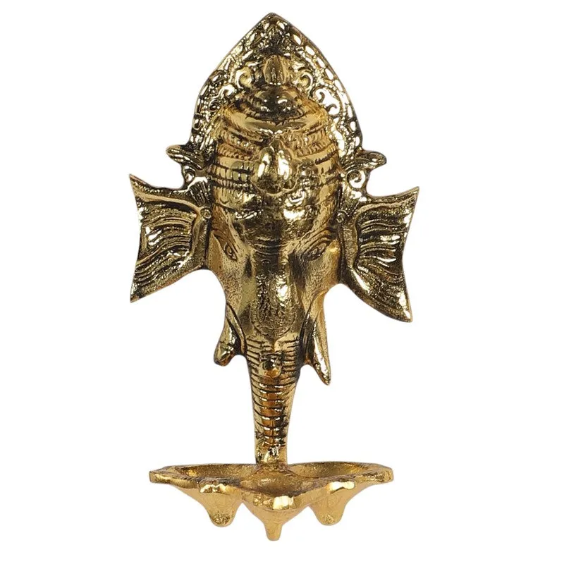 Ganesh Wall Hanging Diya - Gold media 4