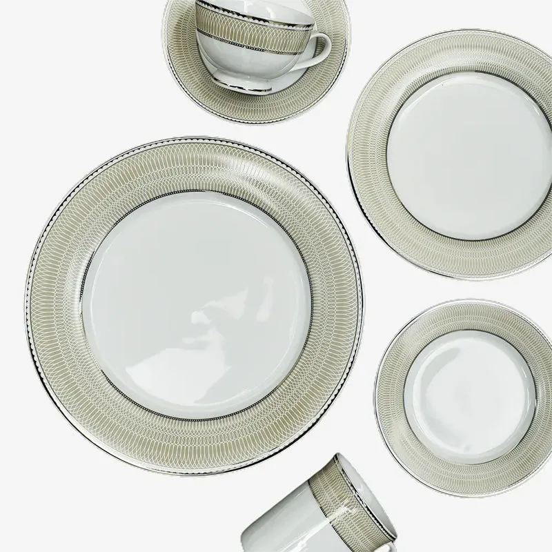 Shine Platine 24k Gold Brushed Porcelain Dinner Set - 33 Piece Set media 8