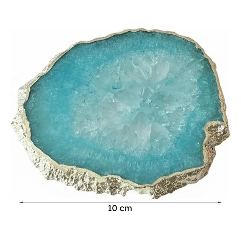 Byrona Handcrafted Crystal Agate Coaster (Turquoise) - Set Of Two media 6