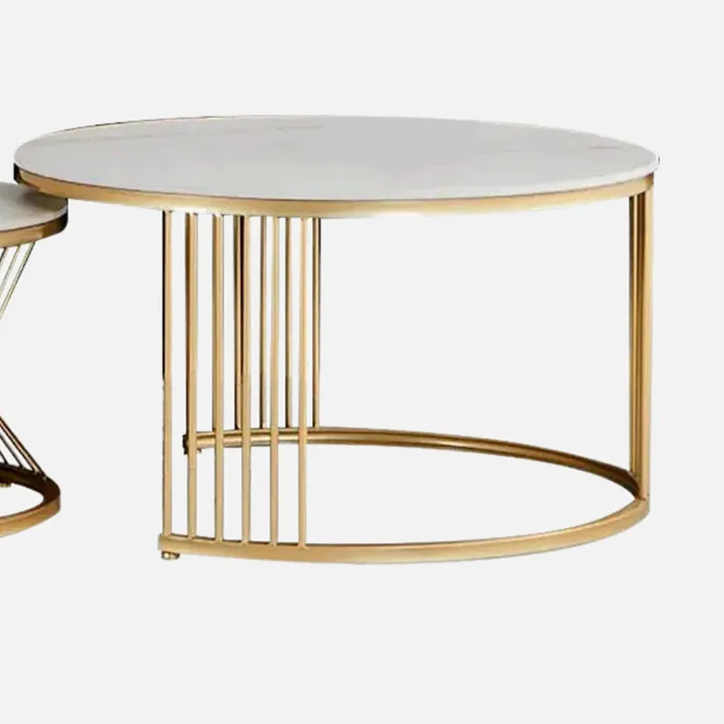 Phoenix Accent Table with Marble Top (Gold & White) - Set Of Two media 4
