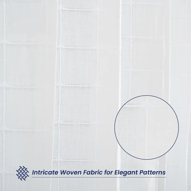 Pixel Checks Cotton Curtain - White media 3