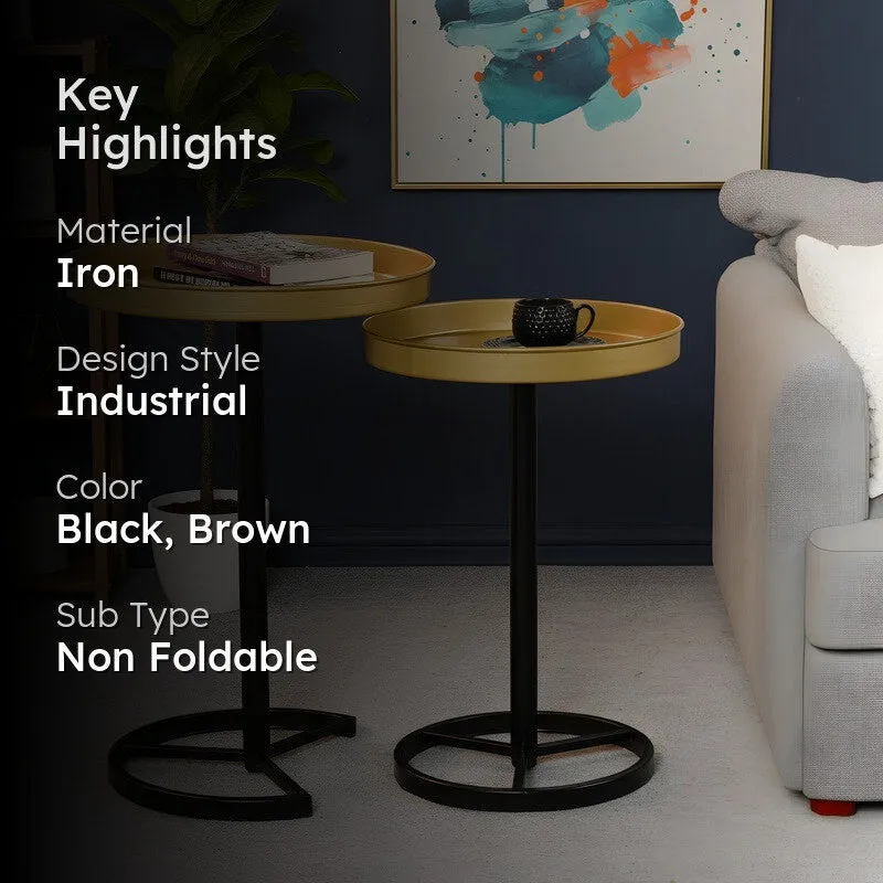 Zyro Nest Side Table (Black & Brown) - Set Of Two media 2