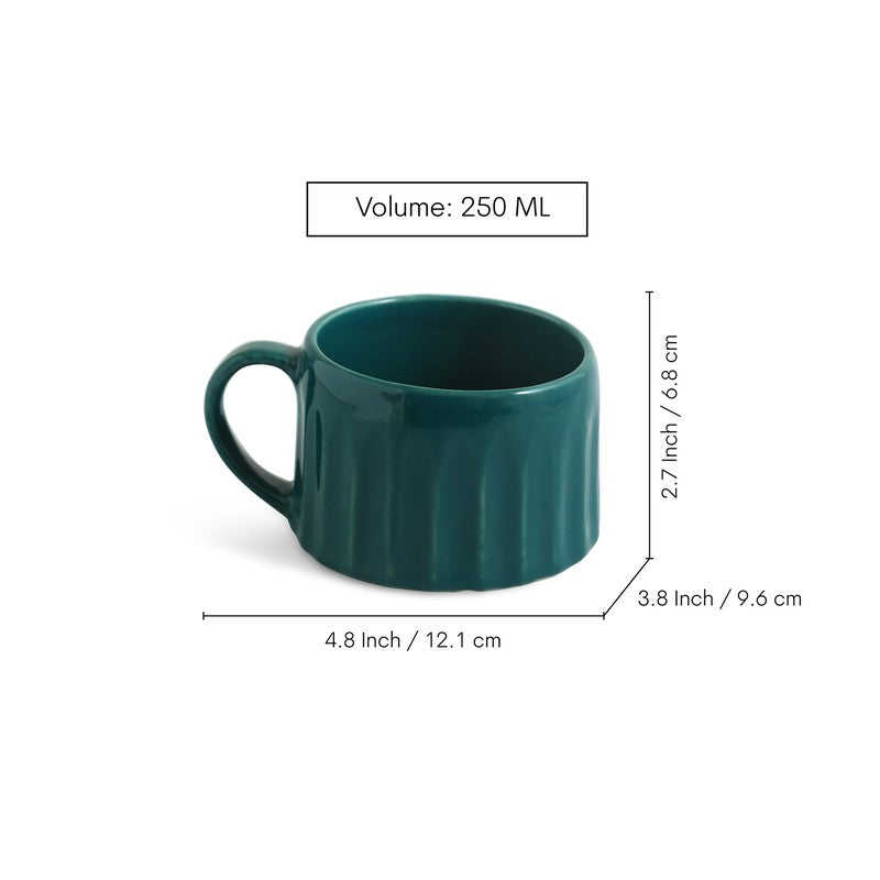 Aqua Ceramic Coffee Mug (250 mL Each) - Set Of Six media 7