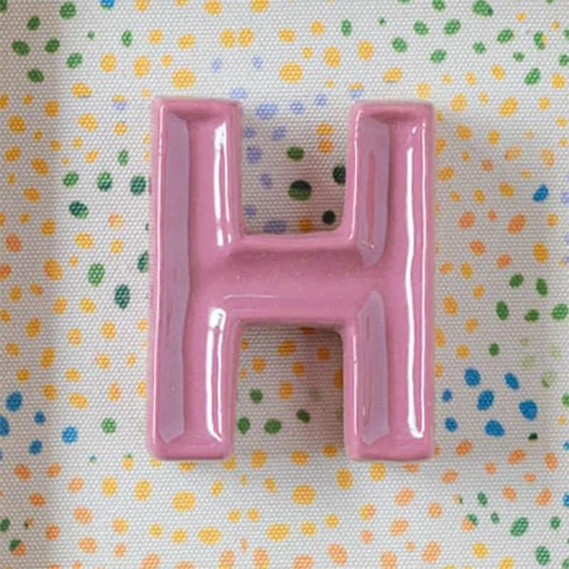 (H) Mini Mottled Mono Ceramic & Wooden Wall Accent - Pink media 4