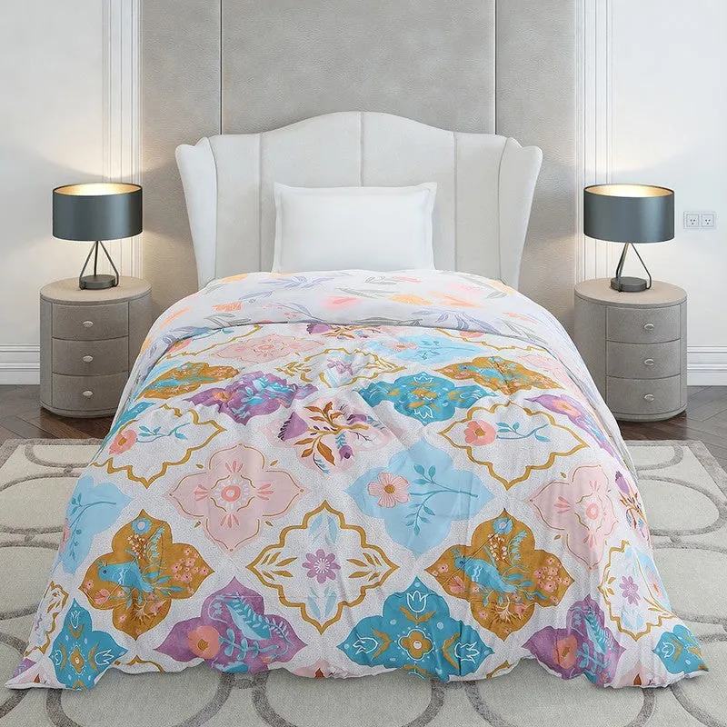 Monte Carlo Velbloom Floral Polyester Reversible Comforter (Light Blue) - 120 GSM media 4