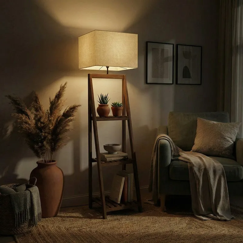 Kepler Shelf Jute & Wood Floor Lamp media 3