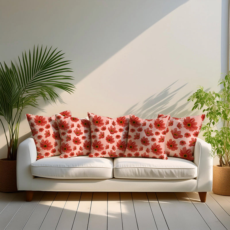 Floating Florals Velvet Cushion Cover Set - Set Of Five