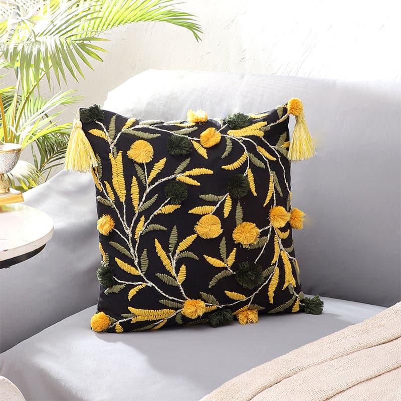 Floro Magica Embroidered Cushion Cover - Black media 2