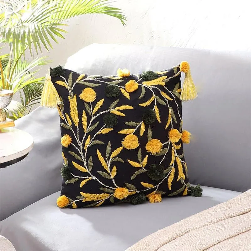 Floro Magica Embroidered Cushion Cover - Black media 2