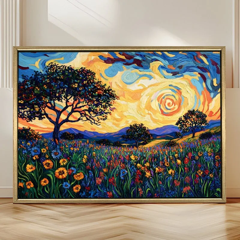 Sunfire Landscape Canvas Wall Painting With Frame media 4