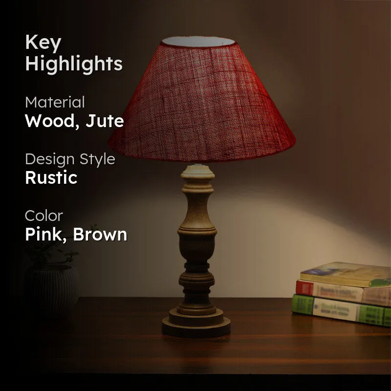 Sienna II Carve Wooden Table Lamp - Pink,Brown media 2