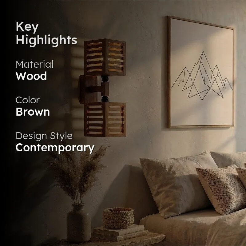 ParallelNest Wooden Wall Lamp - Brown media 2