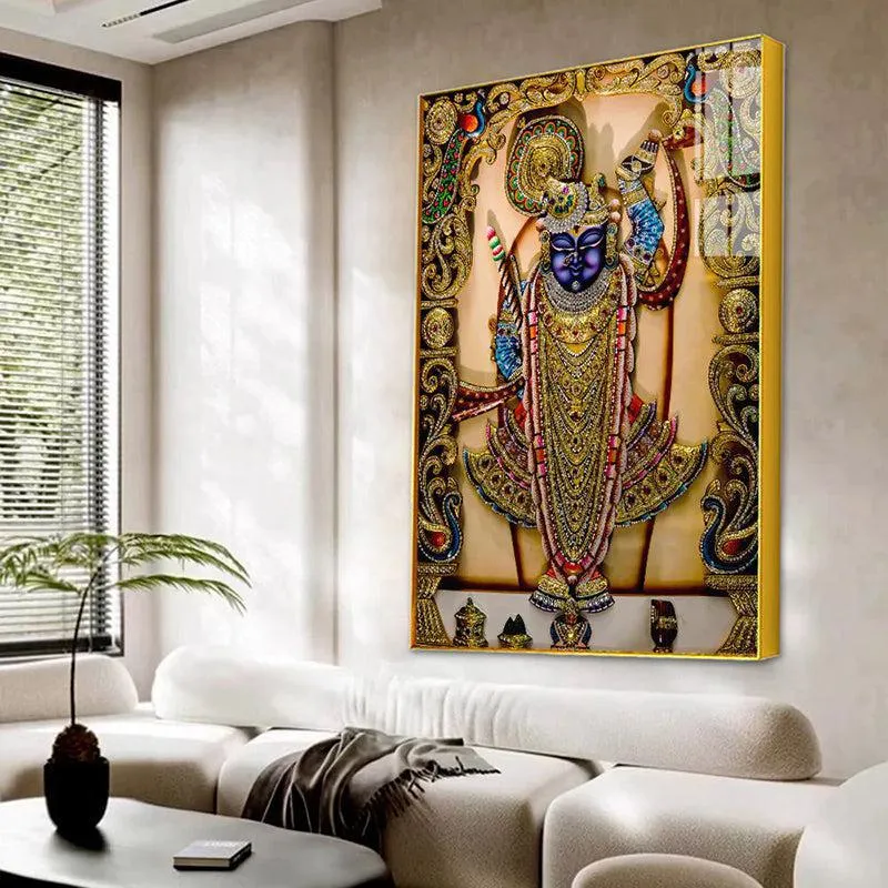 Mukunda Hare Spiritual Canvas Wall Art With Frame - Gold media 4