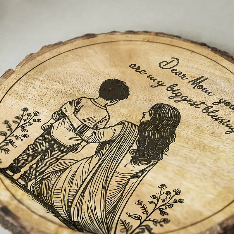 Mom Is Biggest Blessing Wood Showpiece - Round media 4