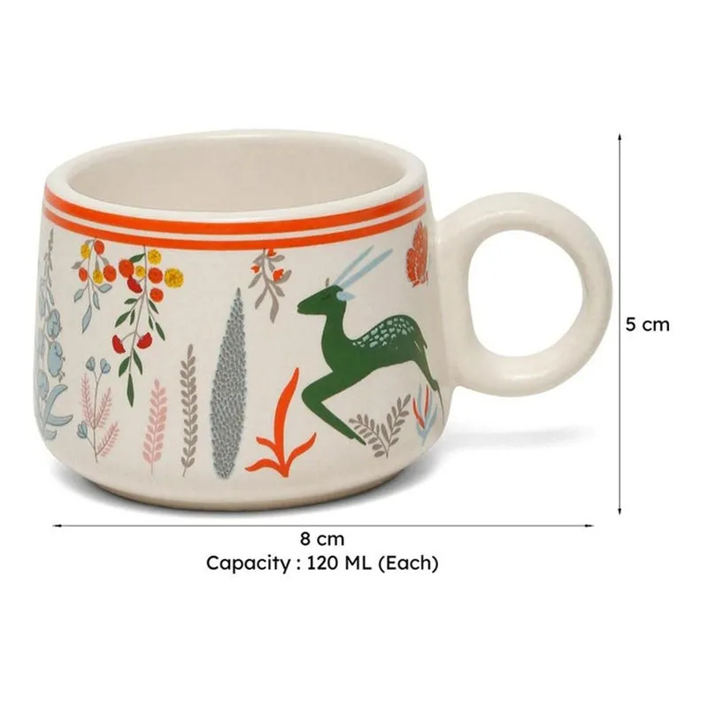 Warli Ceramic,Stoneware Tea Cup (120 mL Each) - Set Of Six media 8