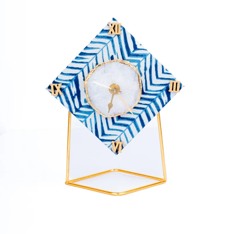 Azure Chevron MDF Clock - Diamond media 4