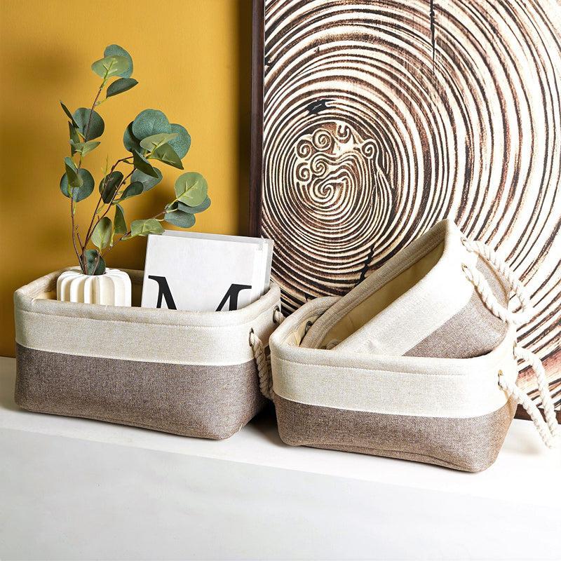 Mono Bask Fabric Storage Basket - Set Of Three