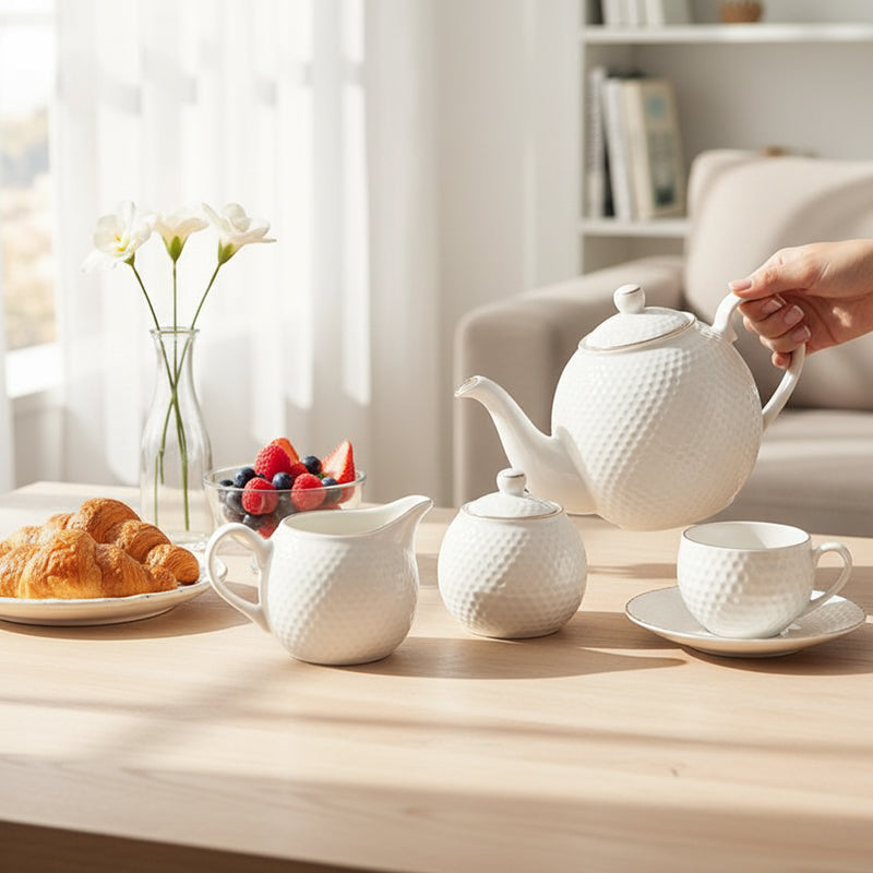 Atlas Bone China Tea Pot With Cups (125 ML) - Fifteen Piece Set image 4
