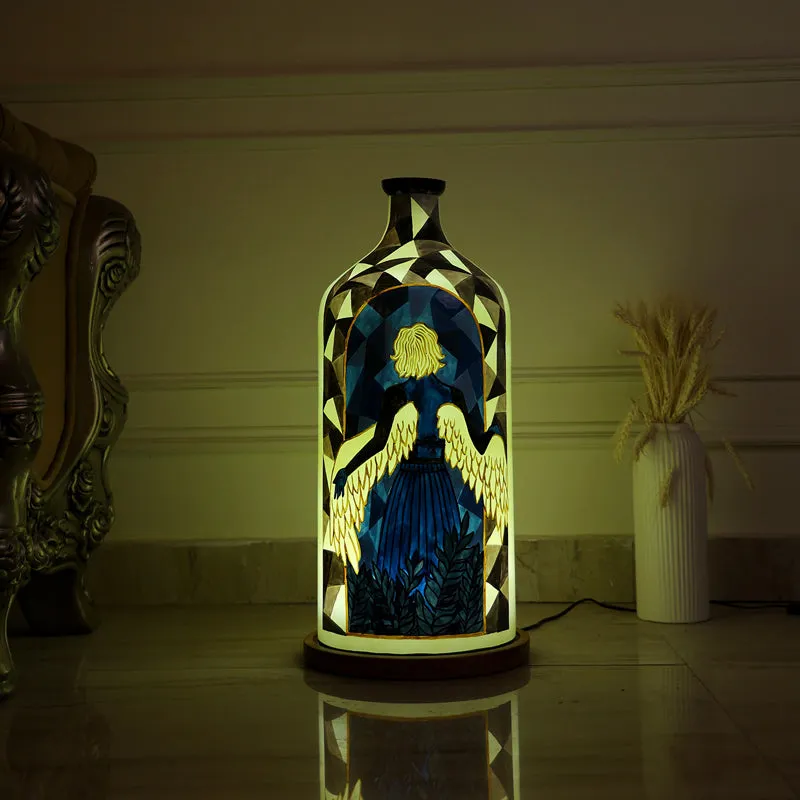 Lady In Blue Hand Painted Glass Floor Lamp media 1