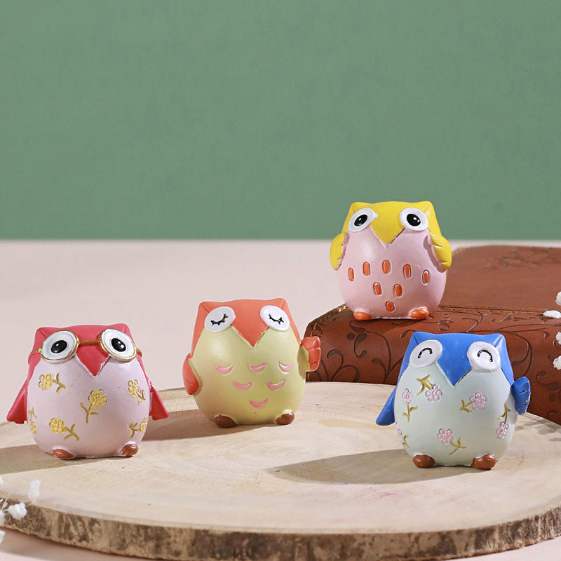 Blinking Owls Resin Showpiece - Set Of Four