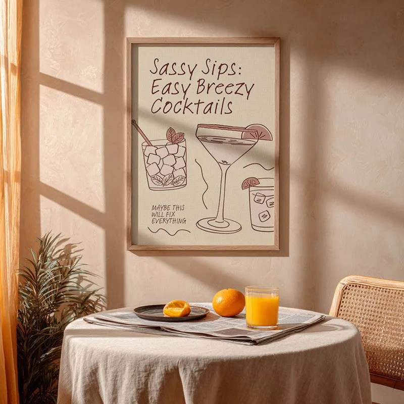 Sassy Sips Archival Canvas Wall Art - Brown media 4