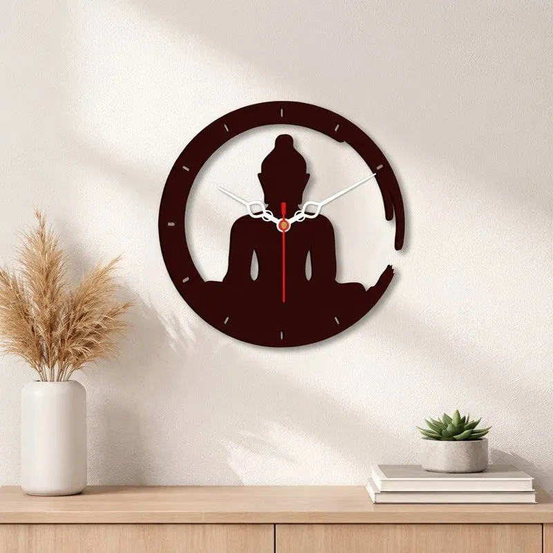 Serenity Buddha Wooden Wall Clock media 1
