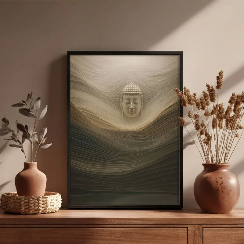 Silent Buddha Archival Paper Wall Painting With Black Frame media 6
